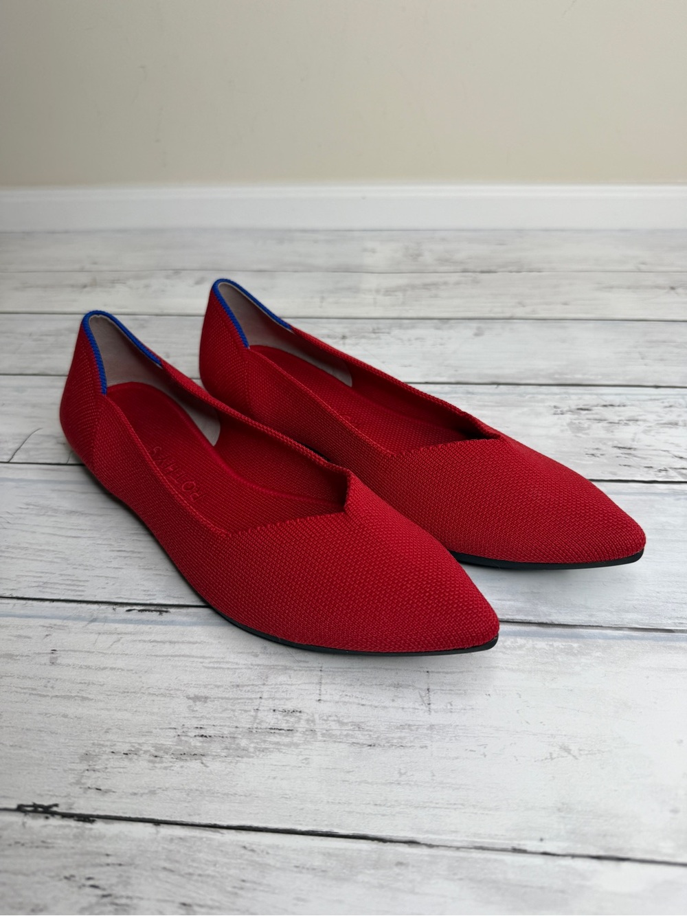 Rothy's Red Pointed Knit Flats